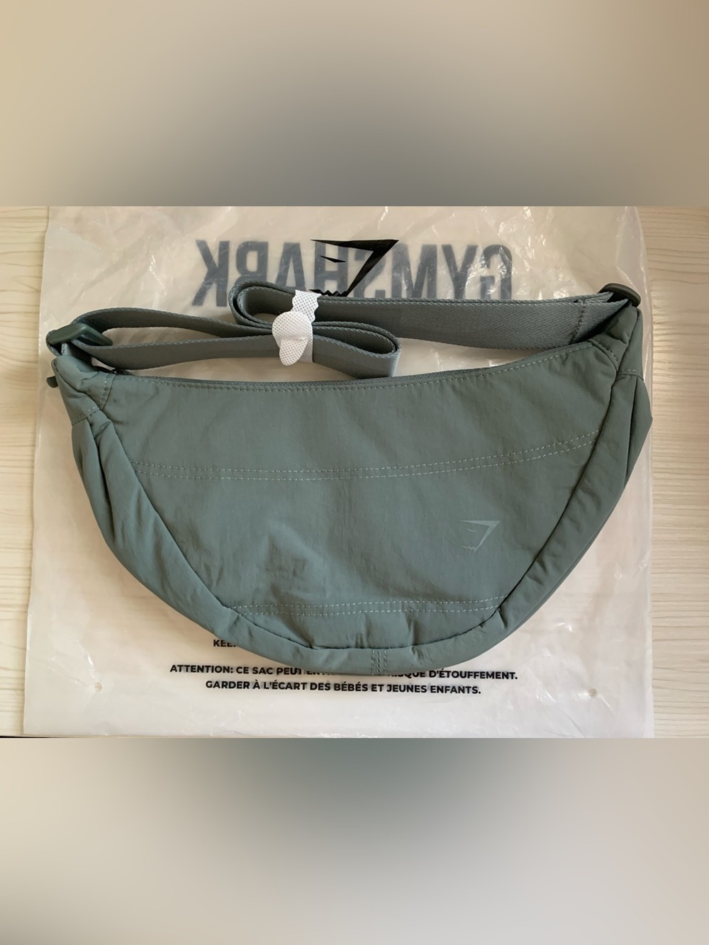 Gymshark Sage Green Crescent Crossbody Bag
